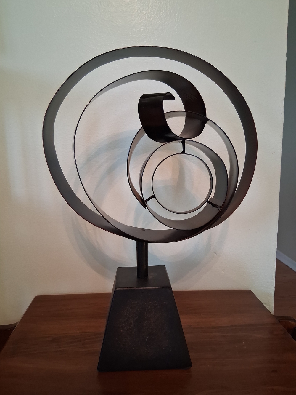 Modern Black Metal Spiral Sculpture - Home Art Accent